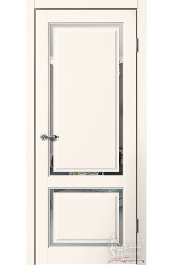 Полотно дверное E02 эмалит ваниль ЗЕРКАЛО