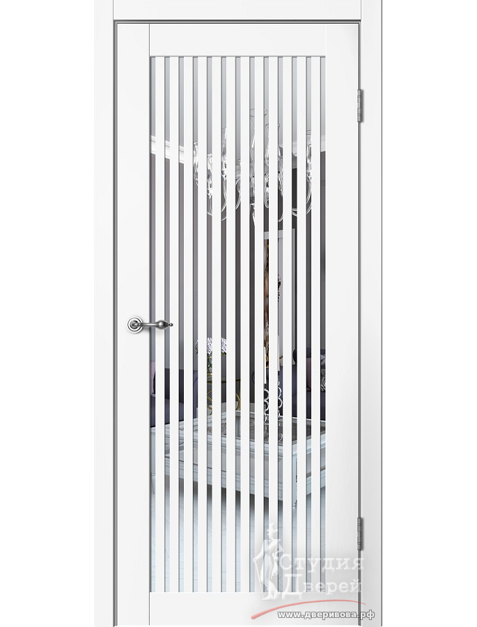 Полотно дверное C07 ПО эмалит белый ЗЕРКАЛО