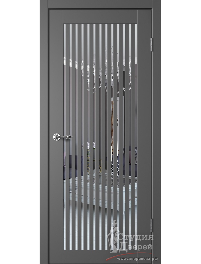 Полотно дверное C07 ПО эмалит графит ЗЕРКАЛО