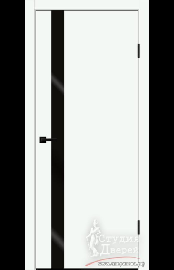 Межкомнатная дверь EMALUX GALANT Z1 со стеклом Лакобель черное без притвора Эльбрус