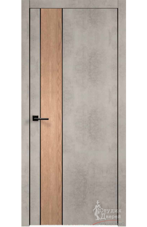 Межкомнатная дверь ЭКОШПОН TECHNO BLACK DUO 2 облегченное глухое Муар светло-серый