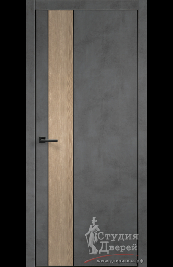 Межкомнатная дверь ЭКОШПОН TECHNO BLACK DUO 2 облегченное глухое Муар темно-серый