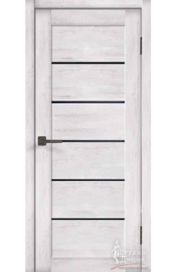 Межкомнатная дверь экошпон LINEA 1 со стеклом без притвора цвет Ясень серебряный