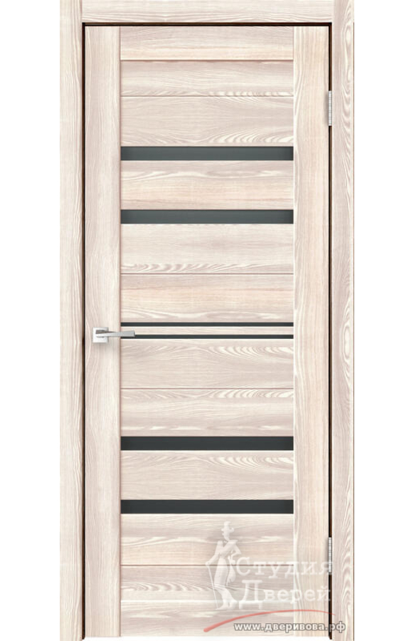 Межкомнатная дверь экошпон XLINE 6 со стеклом без притвора Клен крем