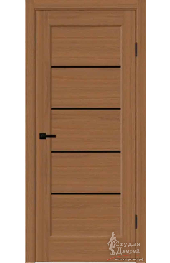 Межкомнатная дверь Softwood PREMIER 1 со стеклом Лакобель черное без притвора Орех американский мореный