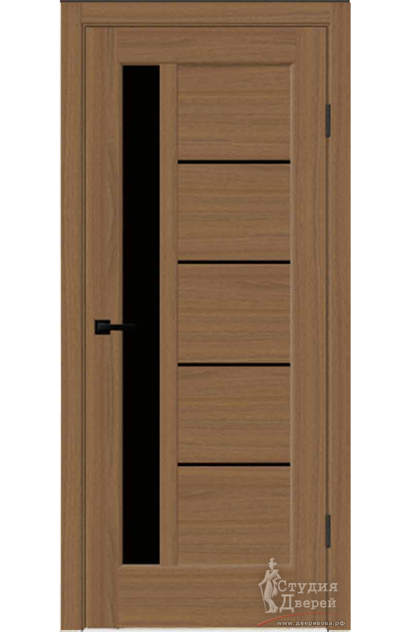 Межкомнатная дверь Softwood PREMIER 3 со стеклом Лакобель черное без притвора Орех американский мореный
