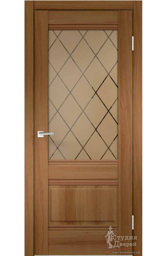 Межкомнатная дверь Softwood ALTO 2V со стеклом Ромб мателюкс без притвора Орех американский мореный