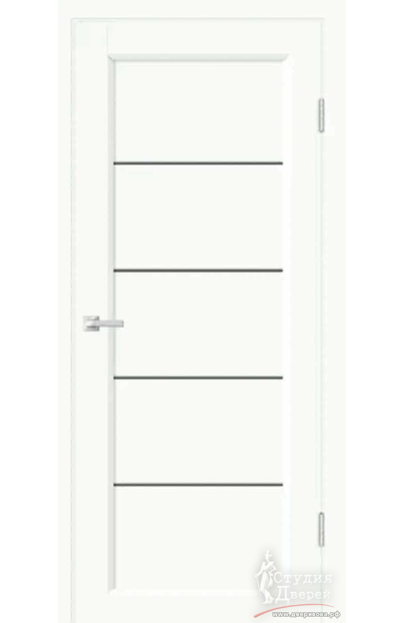 Межкомнатная дверь Emalux STYLE 1 со стеклом Графит мателюкс без притвора Белый опал