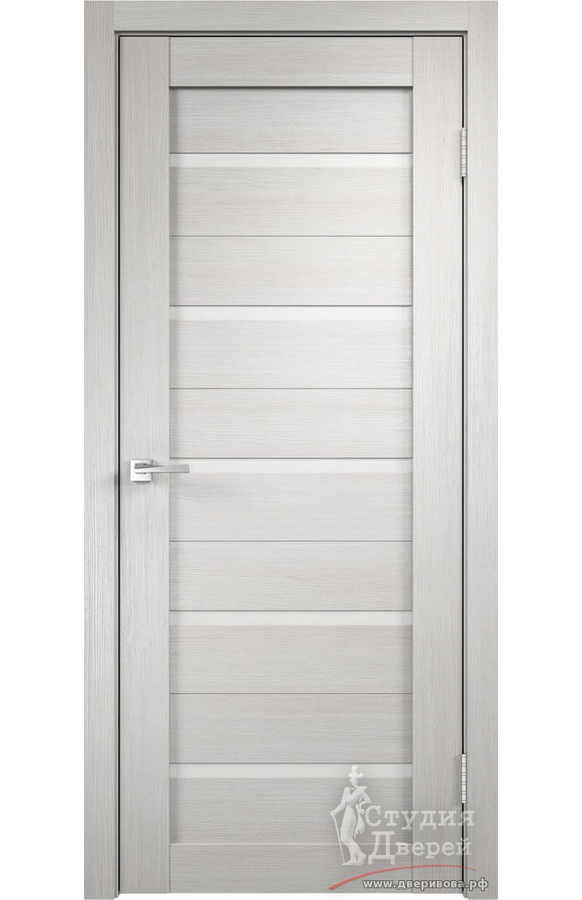 Межкомнатная дверь экошпон DUPLEX со стеклом без притвора Дуб белый