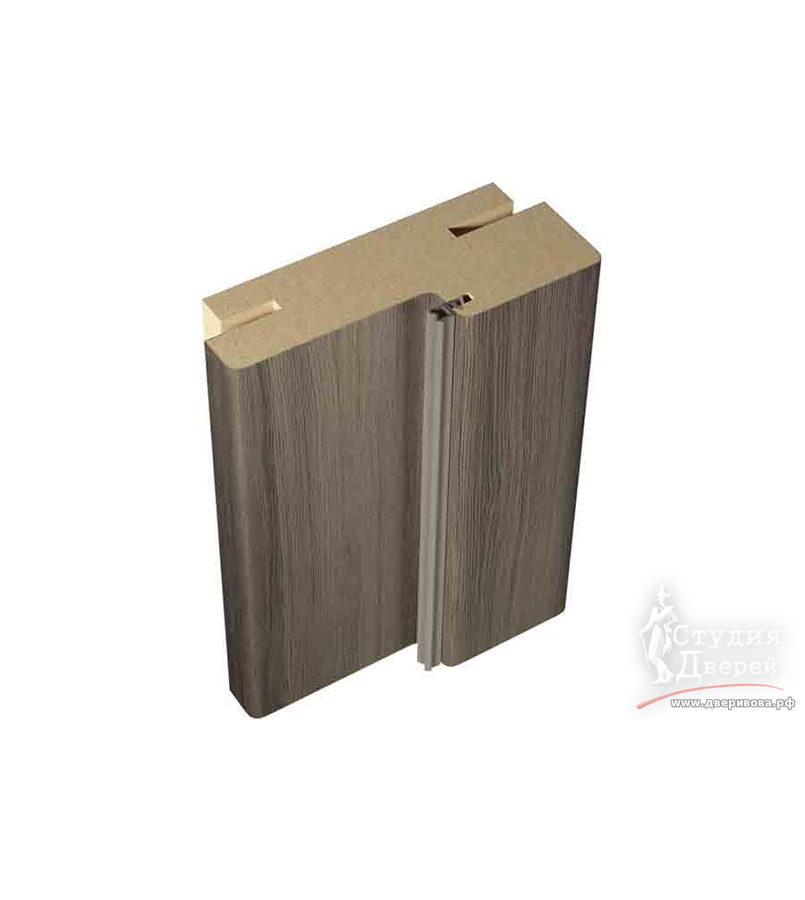 Дверная стойка ЭКОШПОН с уплотнителем 74х26х2070 (без притвора) телескоп 44 Дуб серый поперечный