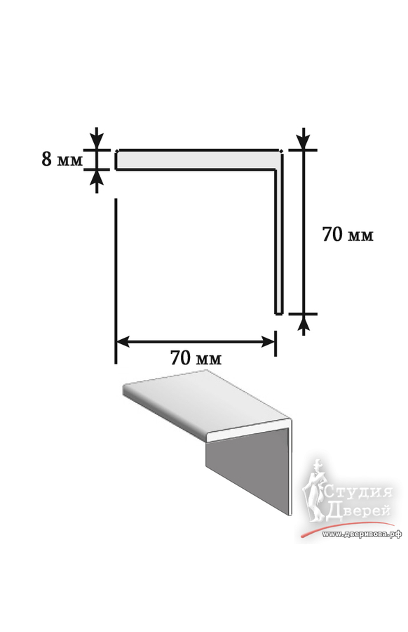 Наличник ЭКОШПОН телескопический L (8мм) 70х70х2200 угловой Орех американский шоколад