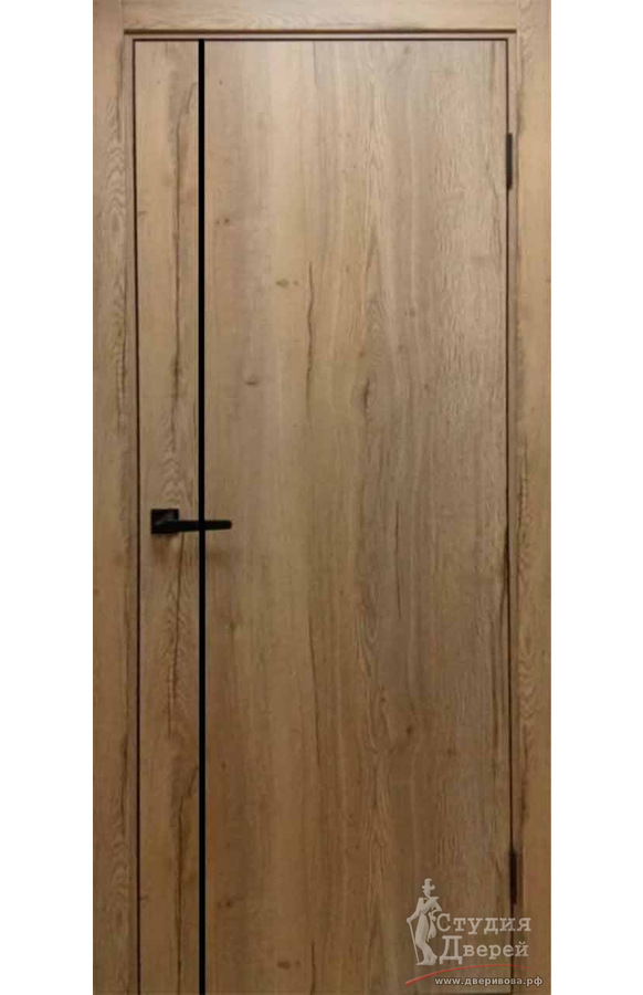 Межкомнатная дверь BASIC 1V цвет Texas Oak/ ABS black/ Black mould