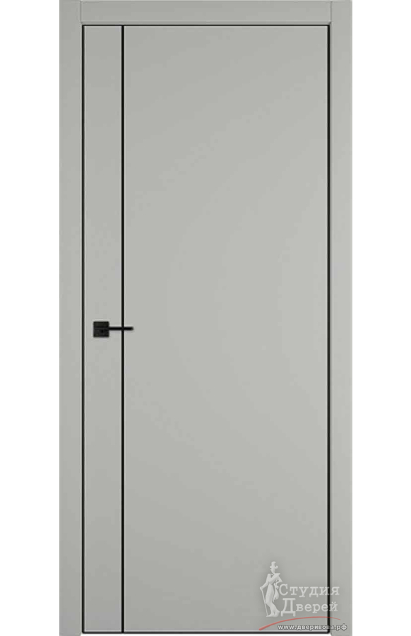 Межкомнатная дверь BASIC 1V цвет Emalex taupe/ ABS black/ Black mould