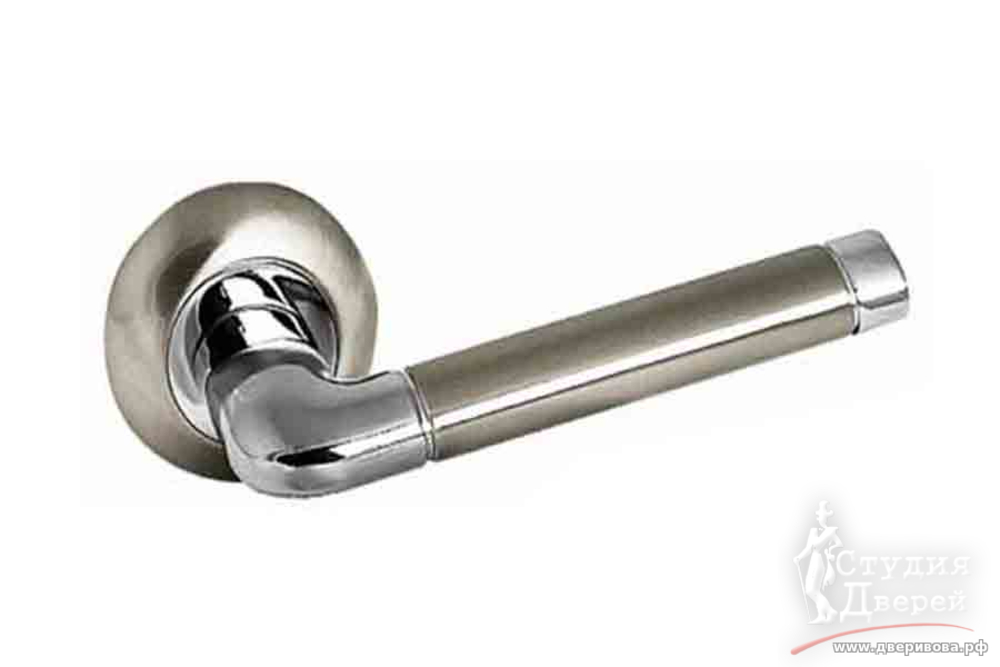 Ручка PALIDORE на круглой розетке В-47 SС/CР белый никель/хром из ударопрочного пластика