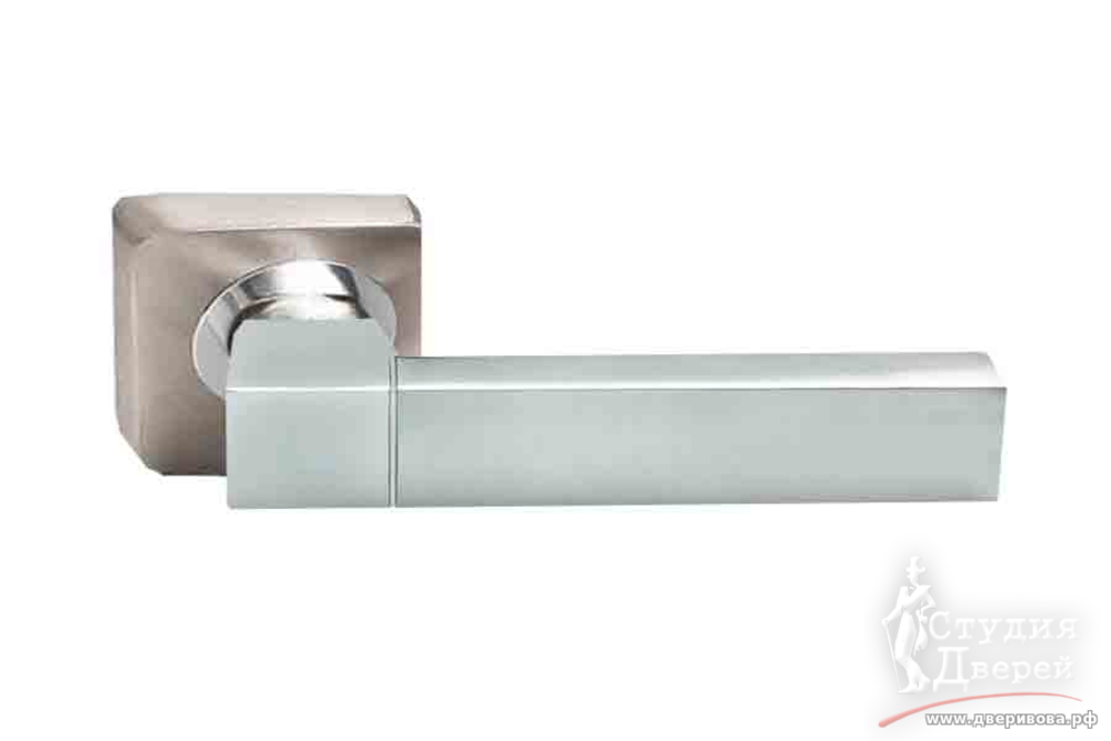 Ручка PALIDORE на квадратной розетке B-302 SС/CР белый никель/хром из ударопрочного пластика