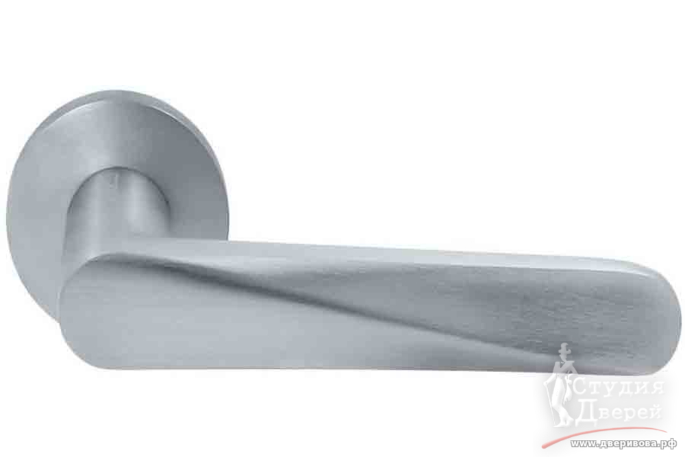 Ручка дверная на круглой розетке 6 мм CAYAN MH-58-R6 SC матовый хром