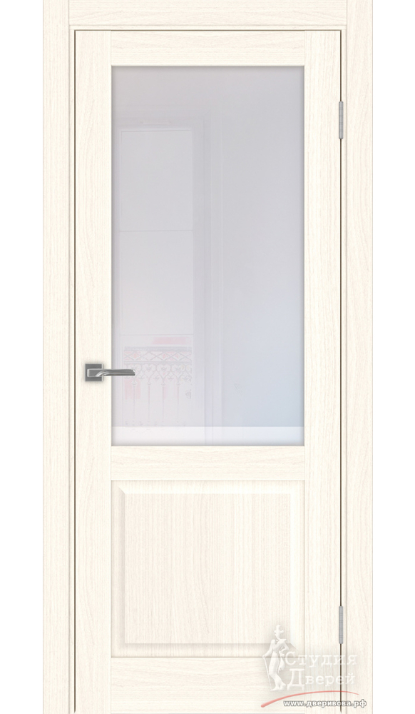 Дверь Тоскана 602.21 ЭКО-шпон Ясень светлый стекло Прозрачное