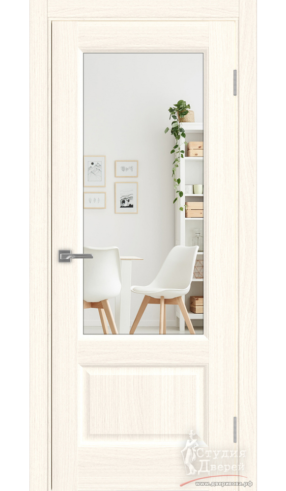 Дверь Тоскана Neo 640.21 ЭКО-шпон Ясень светлый Зеркало/Зеркало