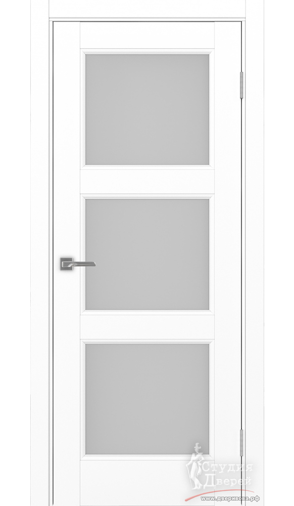 Дверь Турин Neo 530.222 ЭКО-шпон Белый снежный стекло Мателюкс