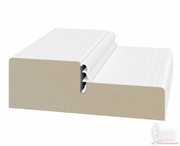 Стойка порога с уплотнителем 80*26*2070мм. ЭКО-шпон Белый лёд
