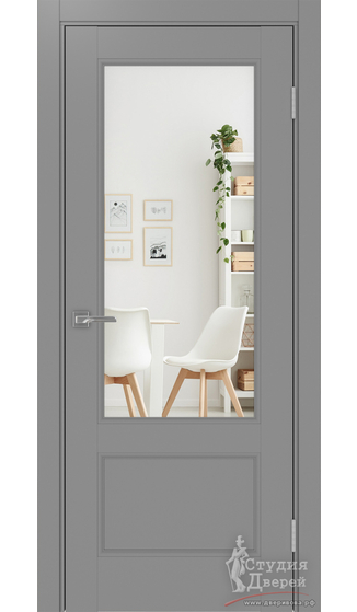 Дверь Турин Neo 540ПФ.21 ЭКО-шпон Серый Зеркало/Зеркало