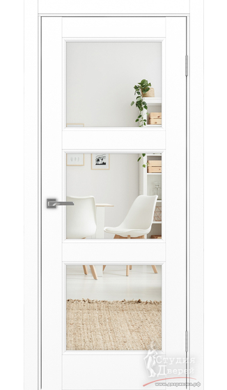 Дверь Турин Neo 530.222 ЭКО-шпон Белый снежный стекло Зеркало/Зеркало