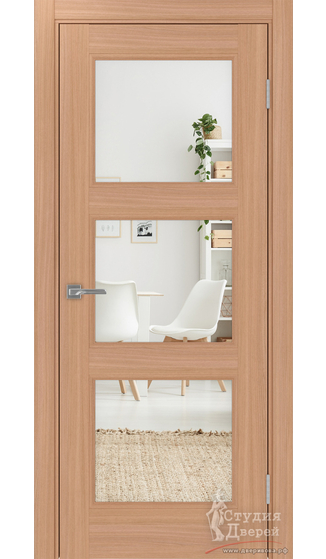 Дверь Турин Neo 530.222 ЭКО-шпон Ясень тёмный стекло Зеркало/Зеркало