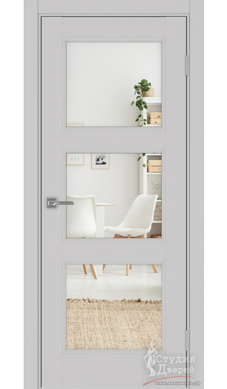 Дверь Турин Neo 530.222 ЭКО-шпон Пепельный стекло Зеркало/Зеркало