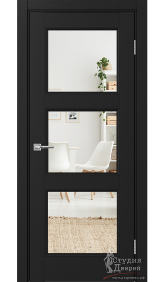 Дверь Турин Neo 530.222 ЭКО-шпон Антрацит стекло Зеркало/Зеркало