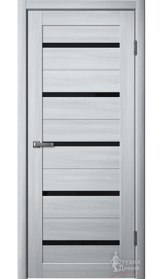 Полотно дверное LASTELLA 206 ПВХ ясень пепельный ЧЕРНОЕ стекло