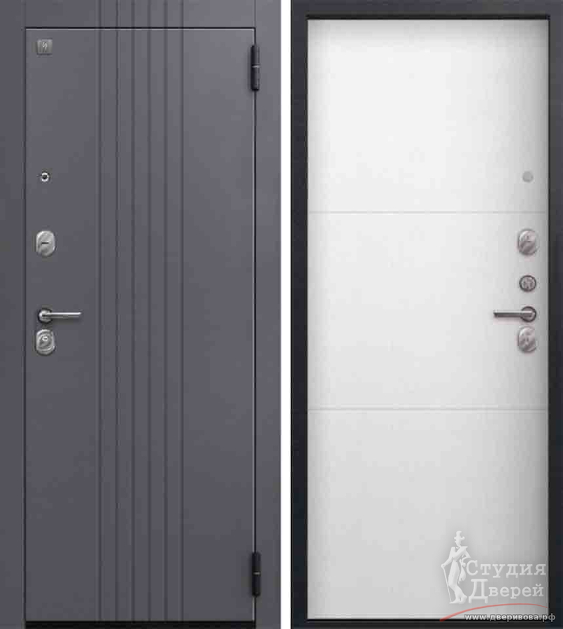 Дверь стальная О-12 Графит букле/Cветлая лиственница