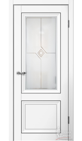 Полотно дверное MONE M01 Эмалит белый стекло РОМБ