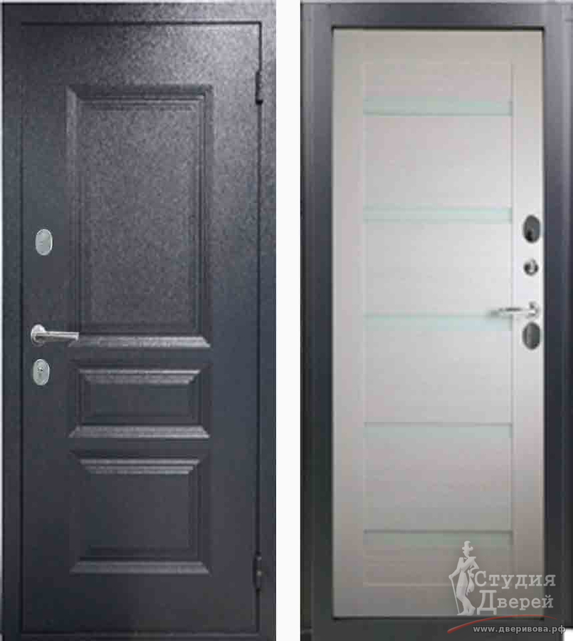 Дверь металлическая Норд 999 (терморазрыв), МДФ 16 мм Астана милки/Букле графит