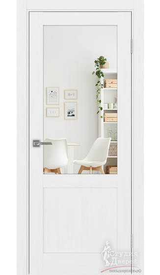 Дверь Турин 502.21 ЭКО-шпон Белый лёд стекло Зеркало/Зеркало