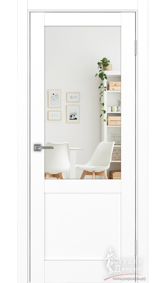 Дверь Турин 502.21 ЭКО-шпон Белый снежный стекло Зеркало/Зеркало