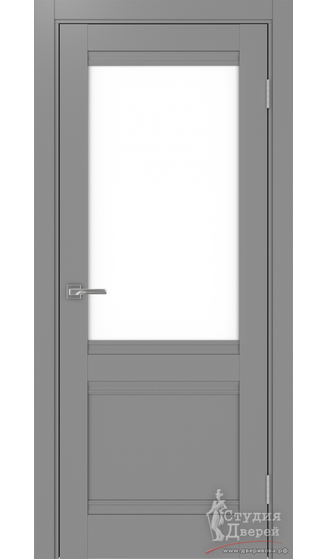 Дверь Турин 502U.21 ЭКО-шпон Серый стекло LACбелый