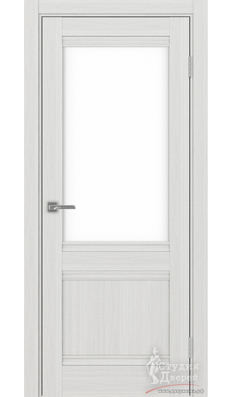 Дверь Турин 502U.21 ЭКО-шпон Ясень серебристый стекло LACбелый