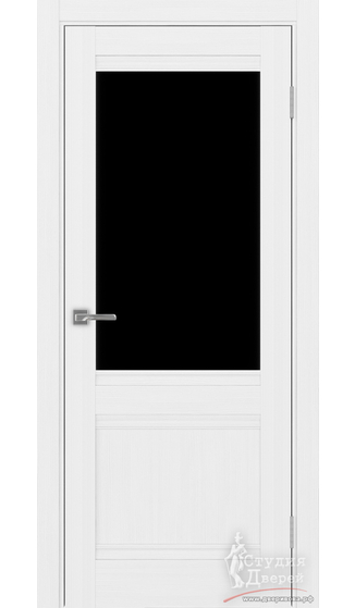 Дверь Турин 502U.21 ЭКО-шпон Белый лёд стекло LACчерный