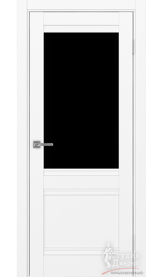 Дверь Турин 502U.21 ЭКО-шпон Белый снежный стекло LACчерный