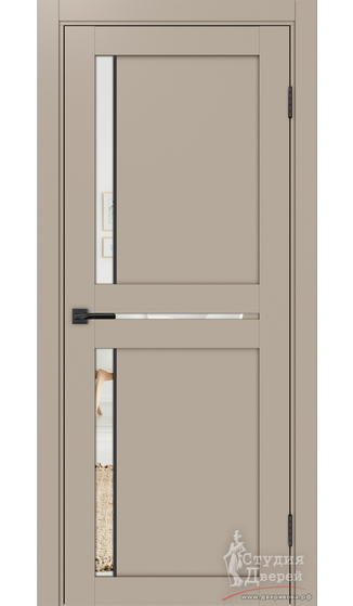 Дверь Турин 523АПП.221 молдинг алюм.чёрн. ЭКО-шпон Мокко Зеркало/Зеркало