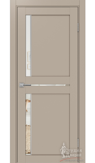 Дверь Турин 523АПП.221 молдинг алюм.хром ЭКО-шпон Мокко Зеркало/Зеркало