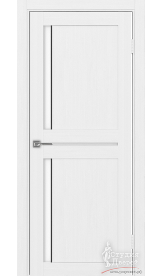 Дверь Турин 523АПП.221 молдинг алюм.чёрн. ЭКО-шпон Белый лёд LACбелый