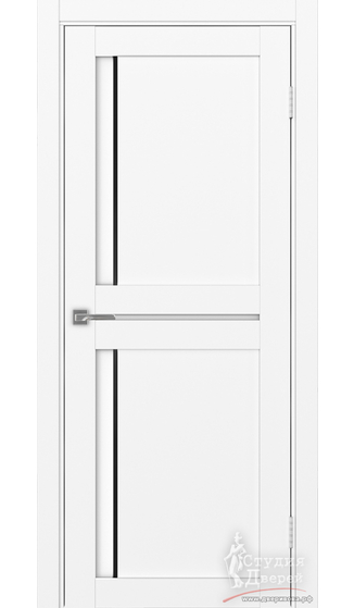 Дверь Турин 523АПП.221 молдинг алюм.чёрн. ЭКО-шпон Белый снежный LACбелый