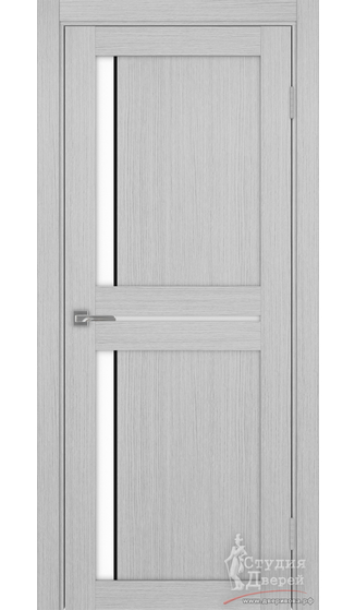 Дверь Турин 523АПП.221 молдинг алюм.чёрн. ЭКО-шпон Дуб серый FL LACбелый