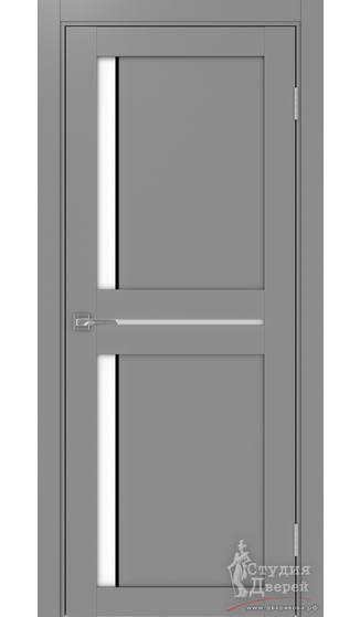 Дверь Турин 523АПП.221 молдинг алюм.чёрн. ЭКО-шпон Серый LACбелый