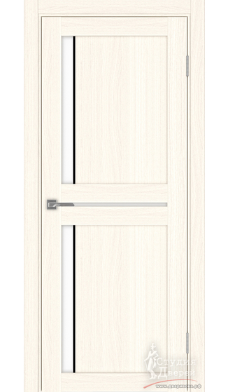 Дверь Турин 523АПП.221 молдинг алюм.чёрн. ЭКО-шпон Ясень светлый LACбелый