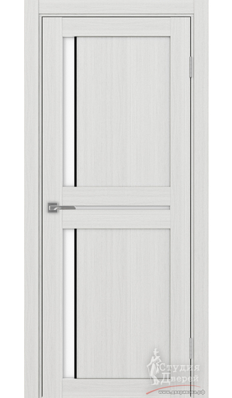 Дверь Турин 523АПП.221 молдинг алюм.чёрн. ЭКО-шпон Ясень серебристый LACбелый