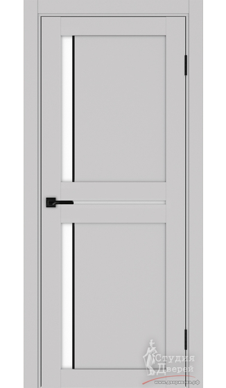 Дверь Турин 523АПП.221 молдинг алюм.чёрн. ЭКО-шпон Пепельный LACбелый