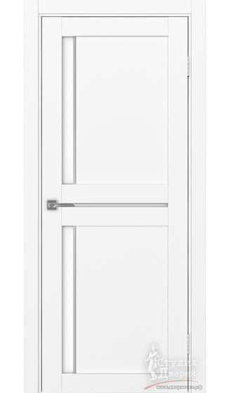 Дверь Турин 523АПП.221 молдинг алюм.хром ЭКО-шпон Белый снежный LACбелый